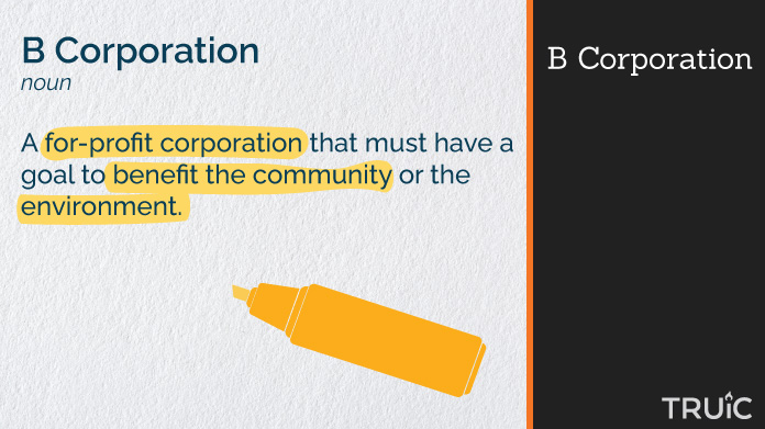 Definition of a b corporation with highlighting.