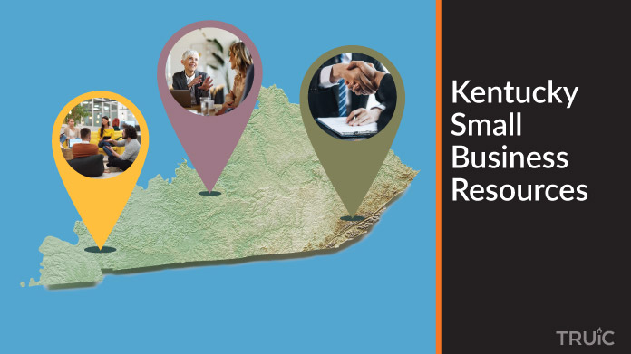A map of Kentucky with Kentucky small business resources highlighted.