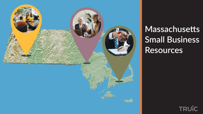 马萨诸塞州机智的地图h Massachusetts small business resources highlighted.