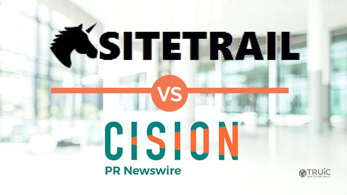 Sitetrail logo versus PR Newswire logo.
